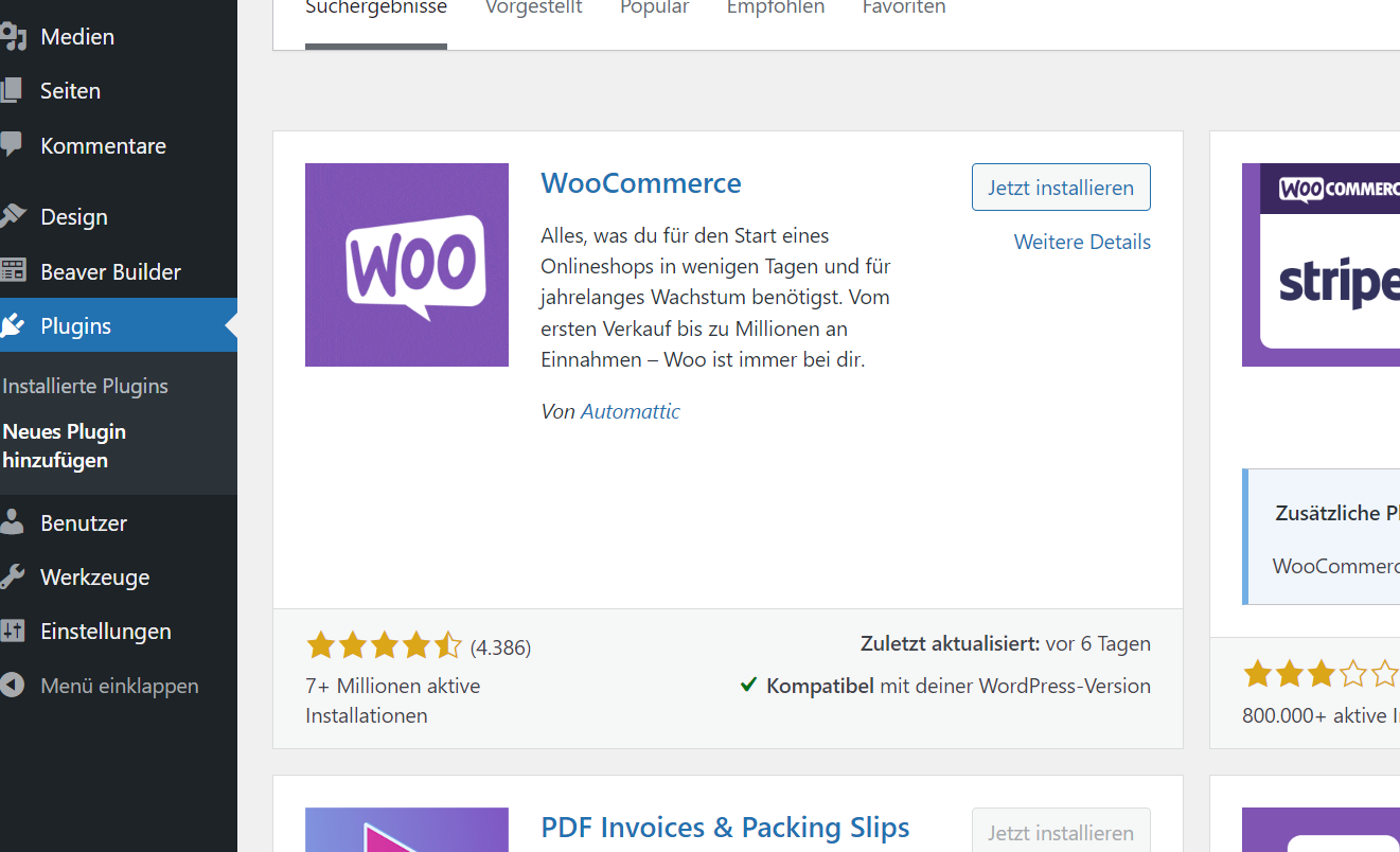 woocommerce plugin installieren