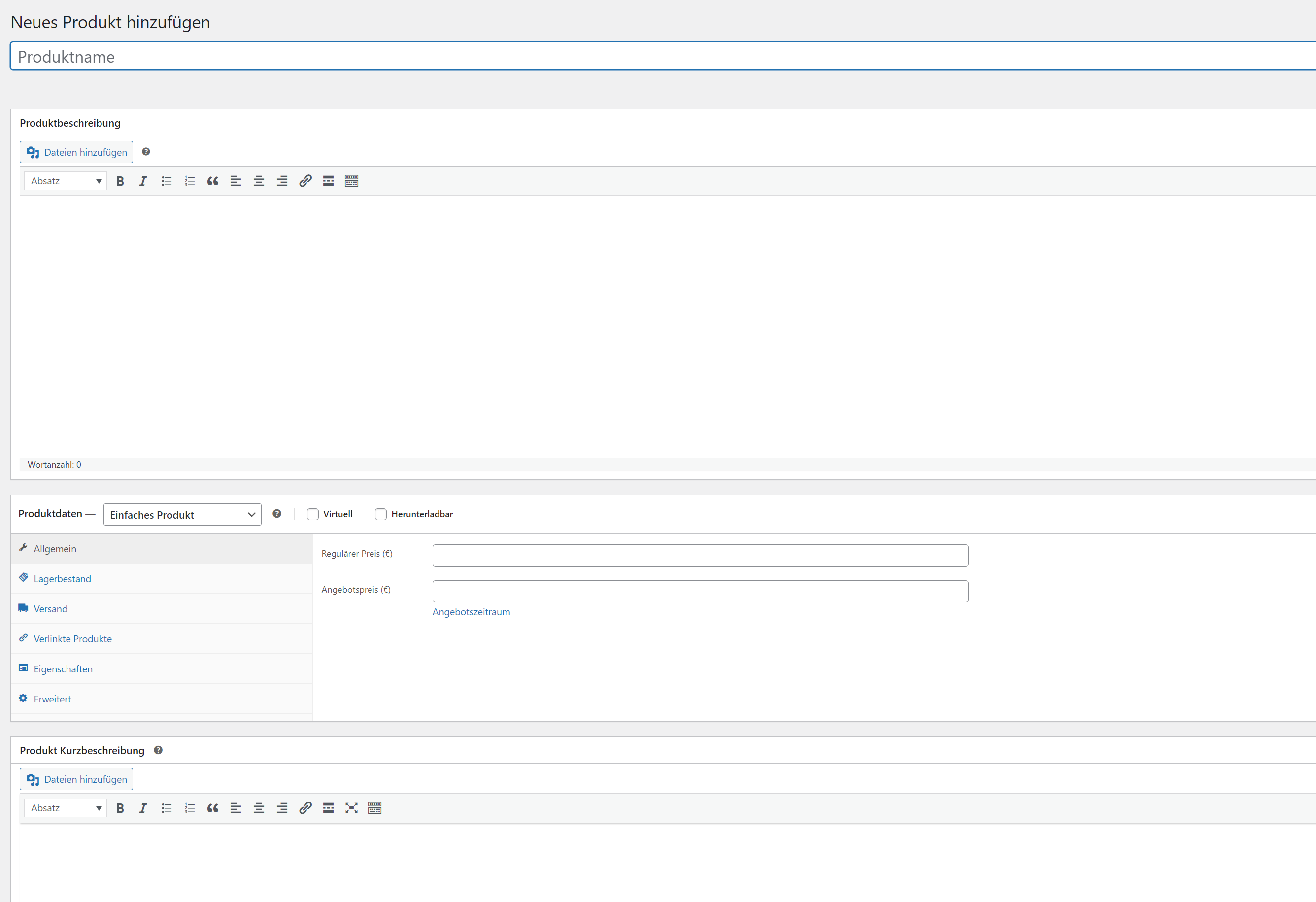 woocommerce produkt erstellen