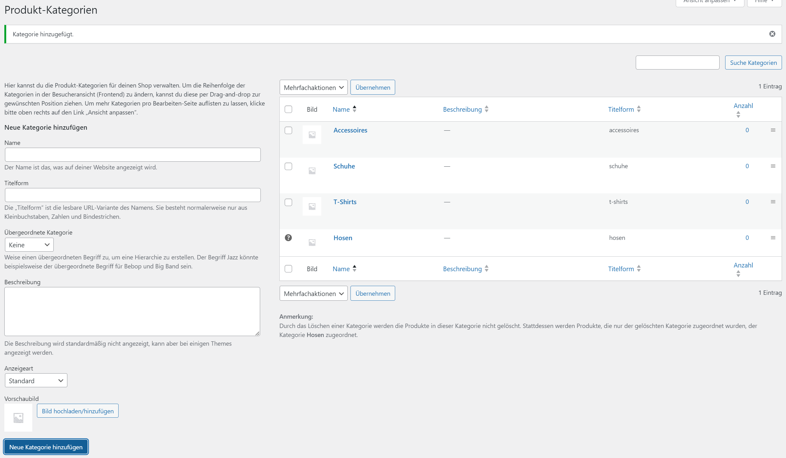 woocommerce produktkategorien