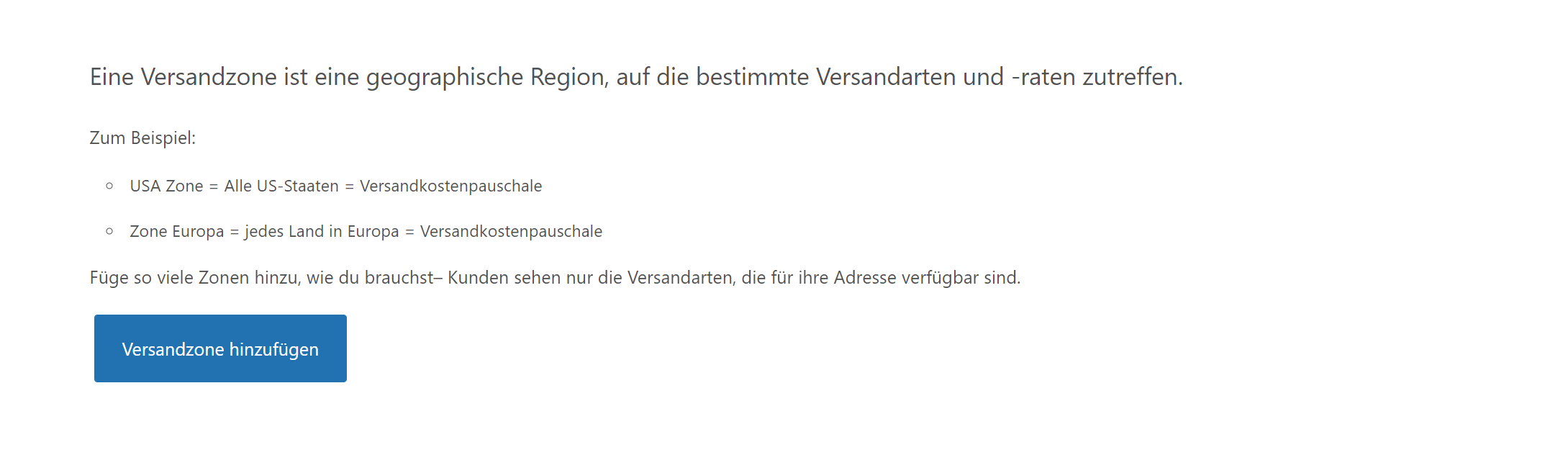 woocommerce versandzonen