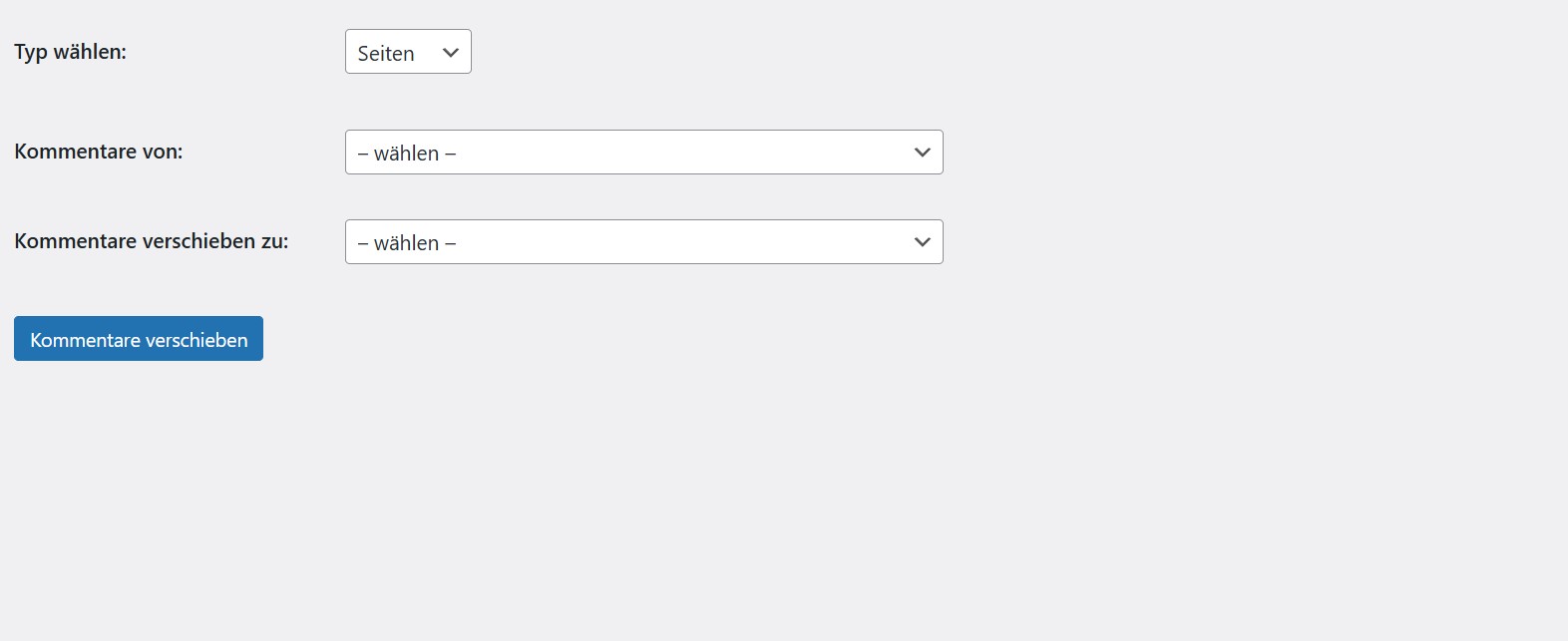 wordpress kommentare verschieben