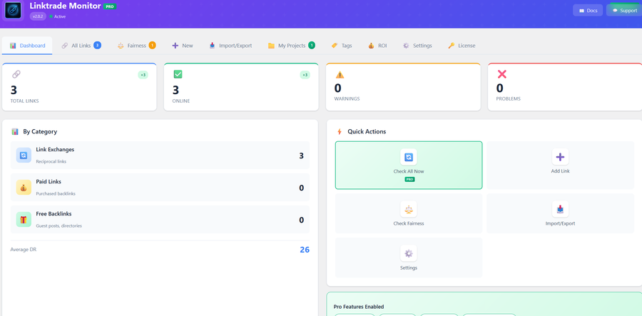 linktrade monitor dashboard