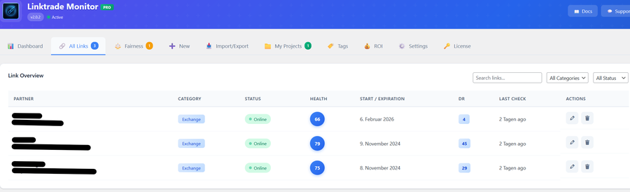 linktrade monitor link liste 1